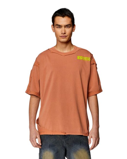 DIESEL Multicolor T-shirt With Destroyed Peel-off Effect for men