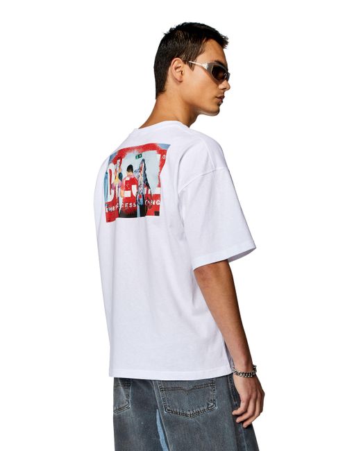 DIESEL White T-shirt With Photo Print Logo for men