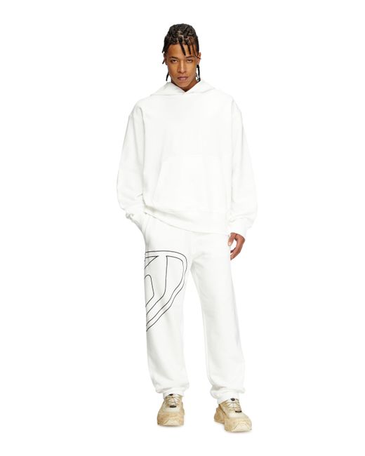 DIESEL White Track Pants With Mega Oval D for men