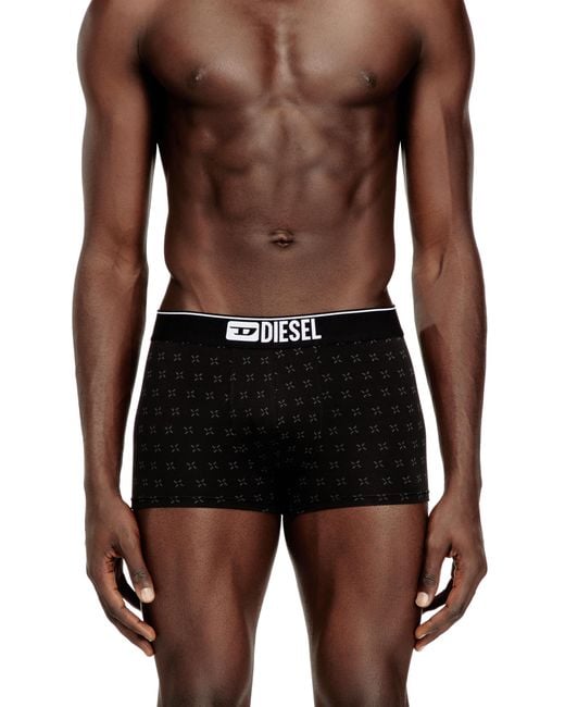 DIESEL Blue Three-Pack Of Jacquard Stretch Cotton Boxer Briefs for men