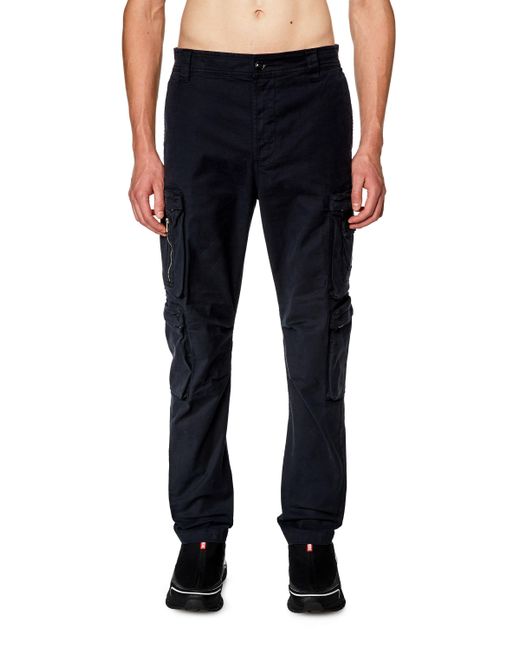DIESEL Blue Cargo Pants With Zip Pocket for men