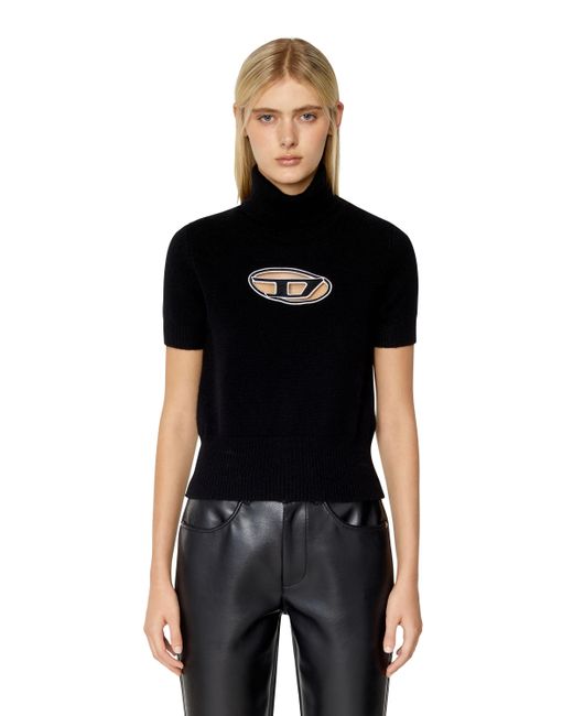 DIESEL Shortsleeve Jumper With Cutout Logo in Black Lyst