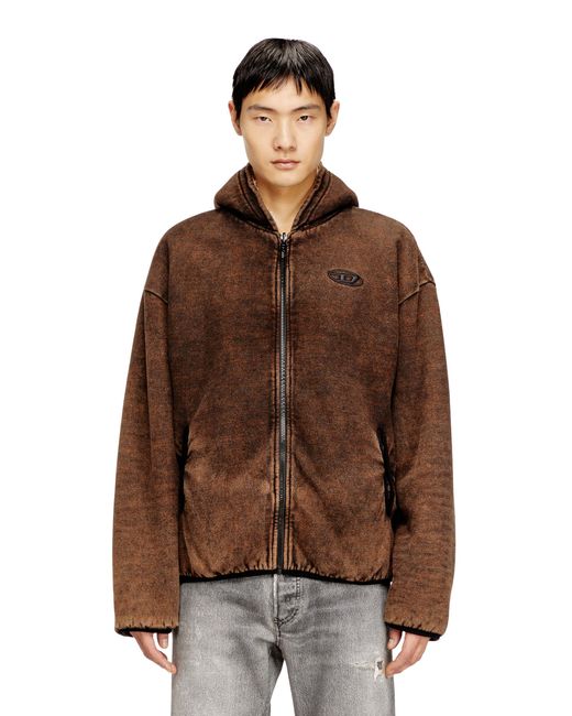 DIESEL Brown Reversible Hooded Zip-Up Jacket for men