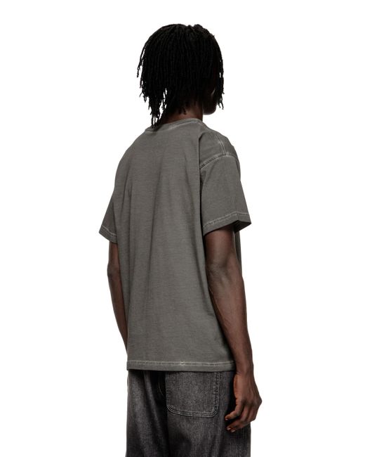 DIESEL Gray Crew Neck Cotton T-Shirt With Print for men