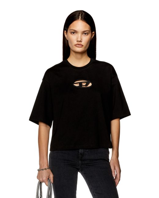 DIESEL Black Boxy T-shirt With Embroidered D