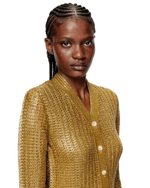 DIESEL Metallic Ribbed Cardigan With Shiny Effect