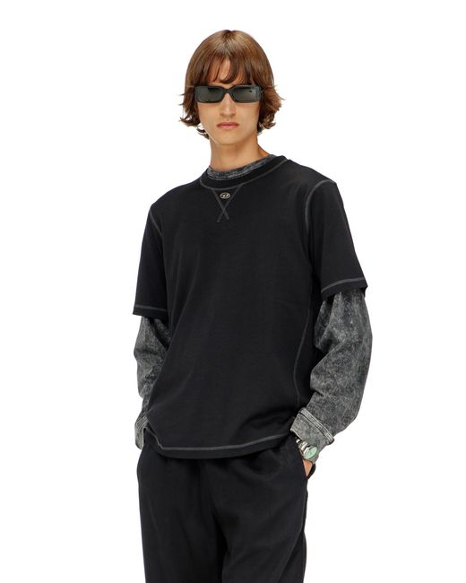 DIESEL Black Regular T-Shirt With Crew Neck And Oval D for men