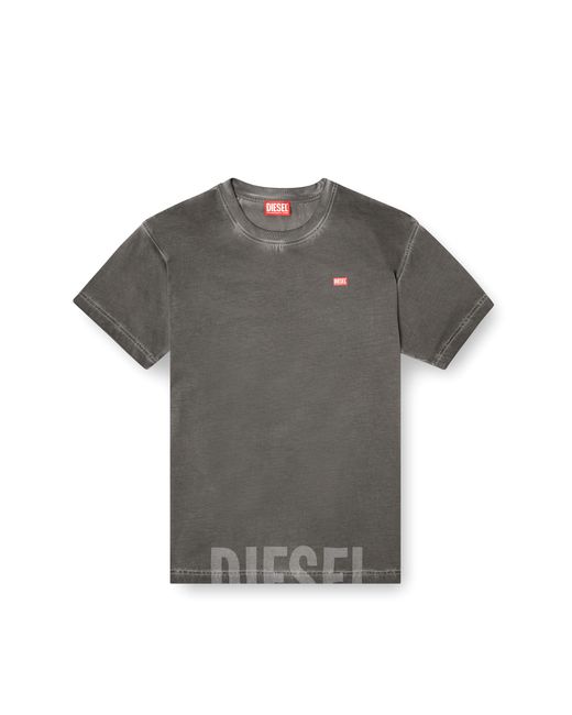 DIESEL Gray Crew Neck Cotton T-Shirt With Print for men