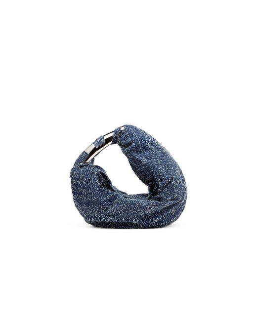 DIESEL Blue Hobo Bag In Bouclé Denim