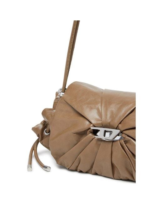 DIESEL White Scrunch-d S-shoulder Bag In Scrunched Leather
