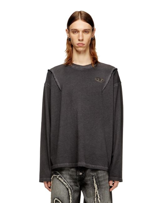 DIESEL Black Long-Sleeve T-Shirt With Faded Effect