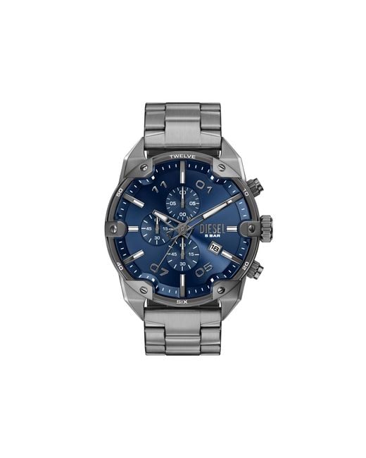 DIESEL Blue Spiked Gunmetal Stainless Steel Watch for men