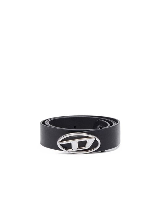 DIESEL Black Reversible Leather Belt With Oval D Logo for men