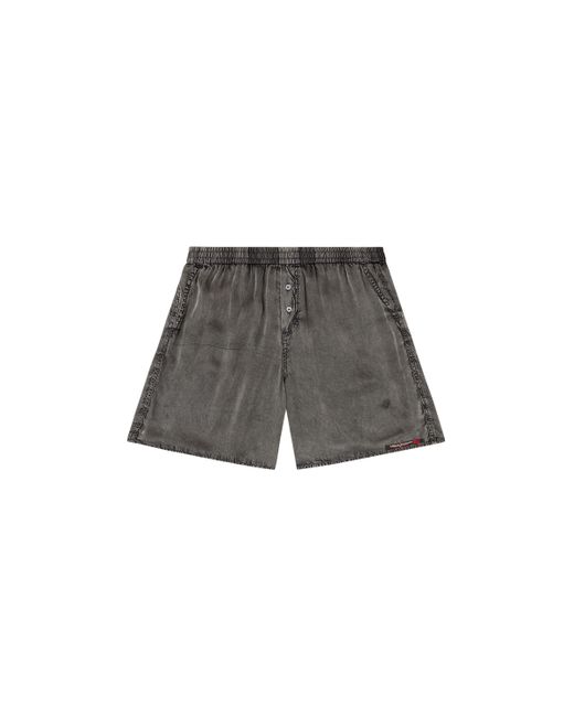 DIESEL Gray Extra-long Boxer Shorts With Denim Effect for men