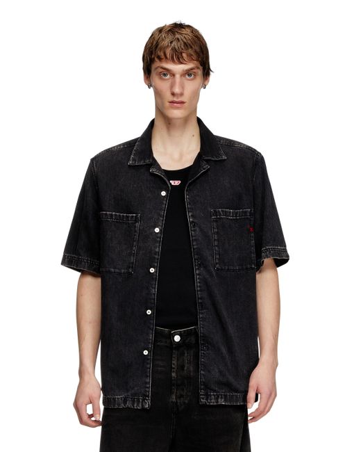 DIESEL Black Bowling Shirt for men