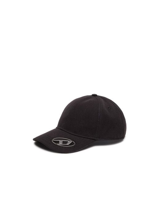 DIESEL Black Baseball Cap With Oval D Plaque for men
