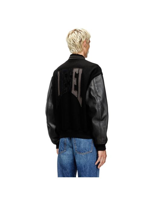 DIESEL Black Varsity Bomber Jacket for men