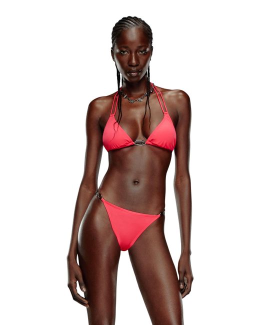 Top bikini con Oval D in metallo di DIESEL in Red
