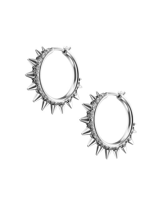 DIESEL Metallic Stainless Steel Hoop Earrings