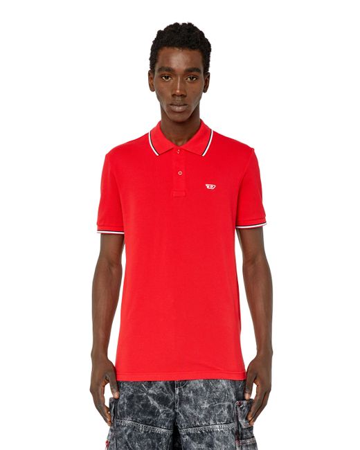DIESEL Polo Shirt With Striped Trims in Red for Men | Lyst