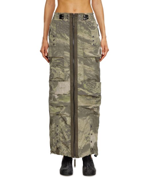 DIESEL Green Long Skirt With Cargo Pockets