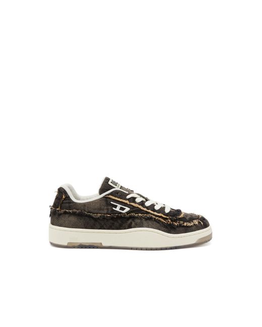 S-Tracker-D-Baskets en denim effiloché avec semelle transparente DIESEL pour homme en coloris Black