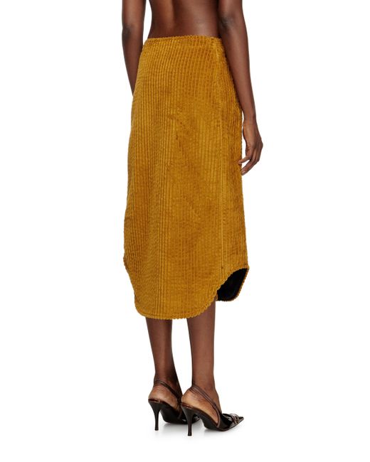 DIESEL Yellow Cotton Midi Skirt With Zipper
