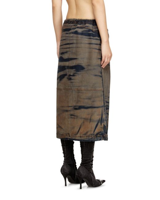DIESEL Black Midi Denim Skirt With Drawstring