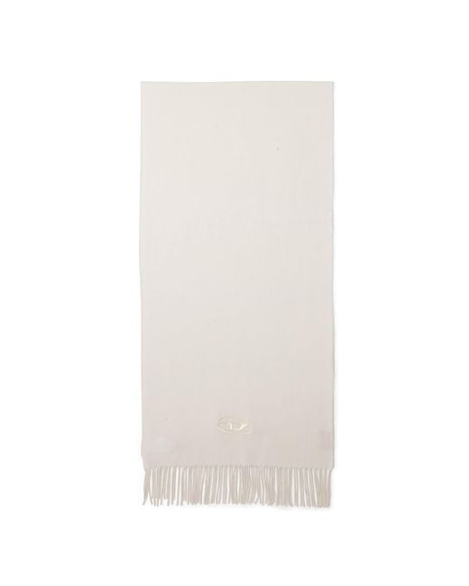 DIESEL White Wool-Blend Scarf With Fringed Edges