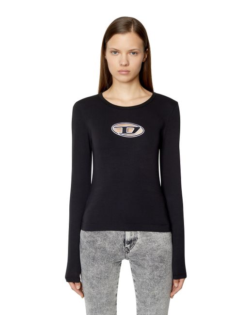 DIESEL Black Long-sleeve T-shirt With Cut-out Logo