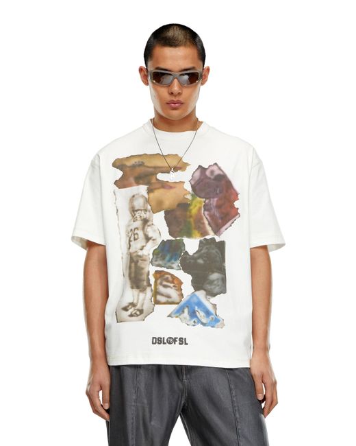T-shirt con stampa airbrush di DIESEL in White da Uomo