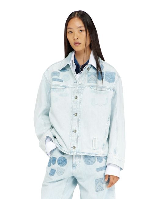 DIESEL Blue Denim Overshirt With Patch Effects