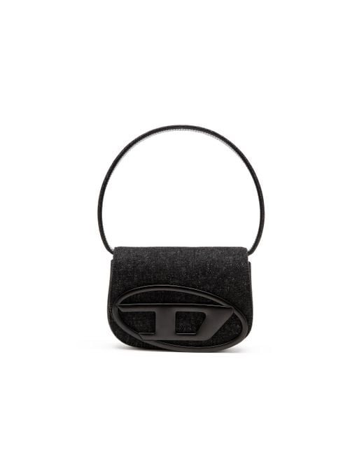 DIESEL Black 1Dr-Ikonische Schultertasche Aus Gewaschenem Denim