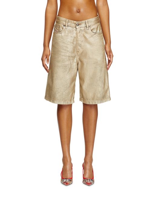 Short En Denim Métallisé Effet Usé DIESEL en coloris Natural