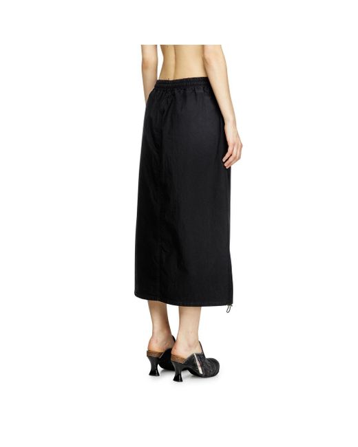 DIESEL Black Midi Skirt In Technical Jogg Jeans
