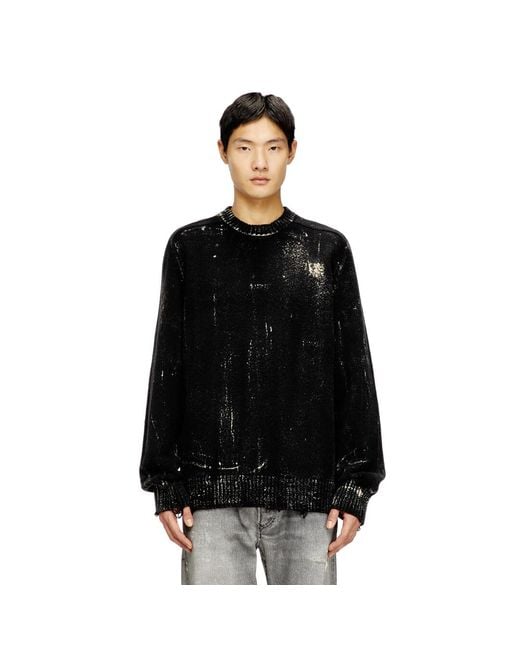 DIESEL Black Distressed Jumper for men