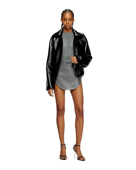 DIESEL Checked Mini Skirt With Oval D Blue