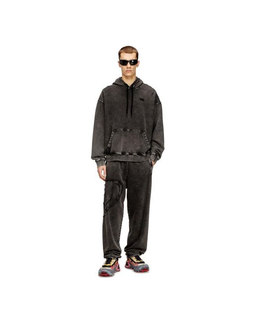 DIESEL Black Hoodie With Raw-Cut Back Patch for men