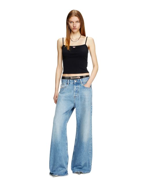DIESEL Blue Cami Top With Embroidered D Patch