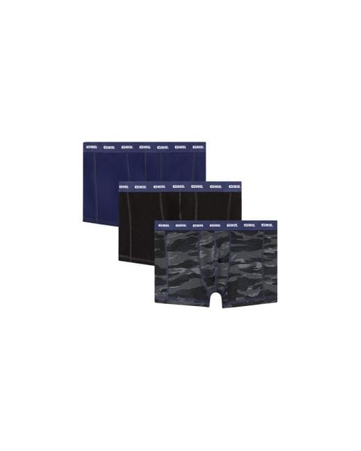 DIESEL Blue 3-pack Of Boxer Briefs Plain And Camo for men