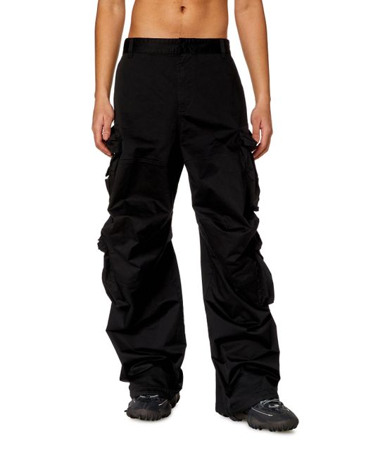 Pantalon cargo en satin de coton stretch DIESEL pour homme en coloris Black