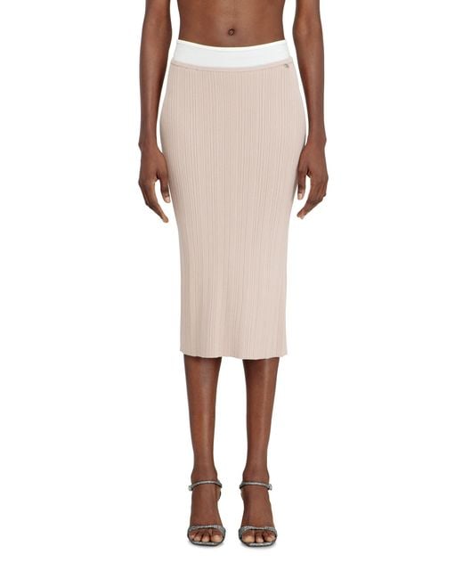DIESEL Natural Ribbed Knit Skirt With Contrast Waistband