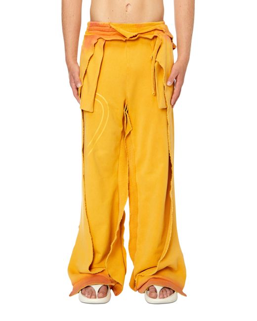 DIESEL Yellow Ripped And Dyed Dual-layer Track Pants for men