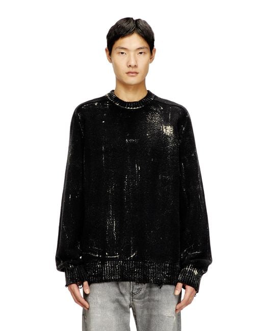 DIESEL Black Distressed Jumper for men