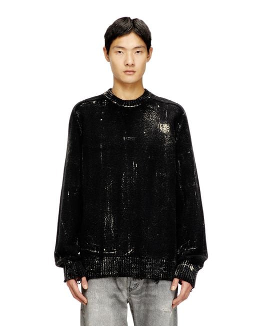 DIESEL Black Distressed Jumper for men