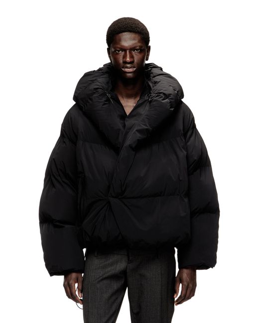 DIESEL Black Wrap Puffer Jacket for men