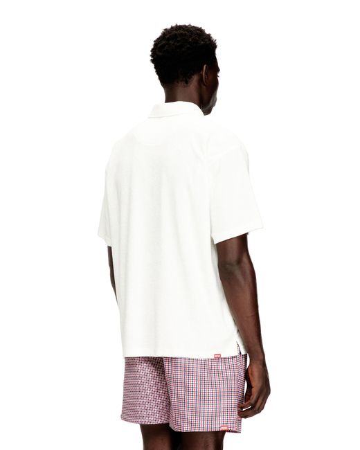 DIESEL White Towelling Cotton Polo Shirt for men