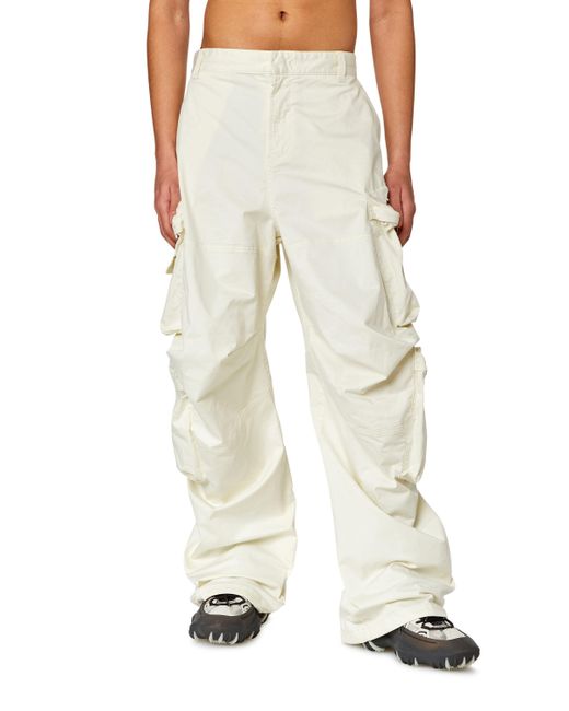 DIESEL Natural Cargo Pants In Stretch Cotton Satin for men