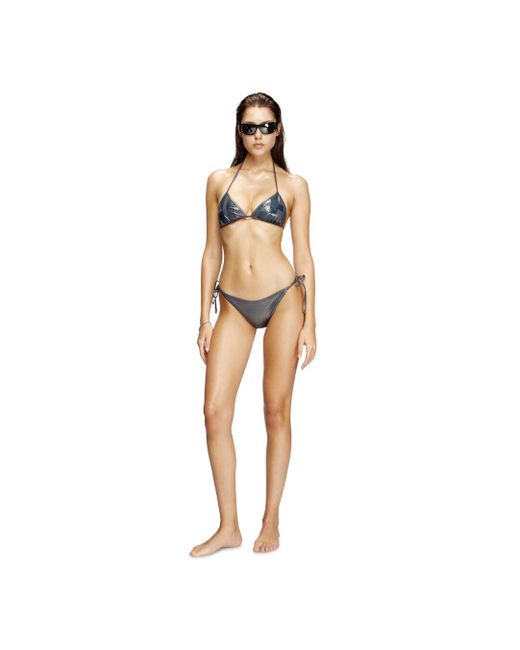 DIESEL Natural Metallic Triangle Bikini Top With Logo