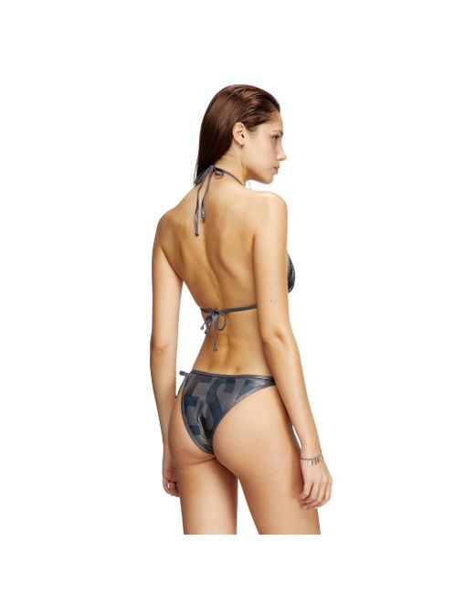 DIESEL Natural Metallic Triangle Bikini Top With Logo